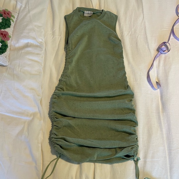Lioness Ruched Dress in color sage - Picture 3 of 4
